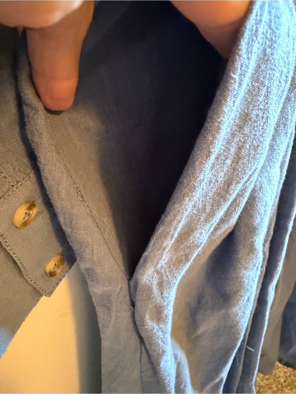Pilcro Dusty Blue Button-Front Midi Shirtdress with Smocked Waist - Picture 8 of 13